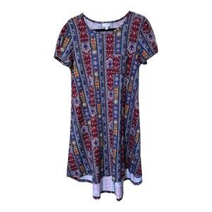 LuLaRoe‎ Carly Dress Small – Boho Geometric Print High-Low Swing A-Line SS